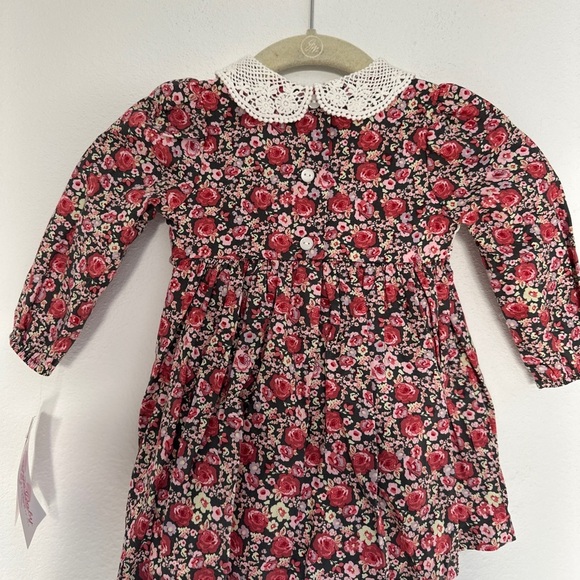 NWT Red and Pink Floral Babydoll Dress with Puff Sleeves. Bonnie Jean 18mo - Picture 5 of 5